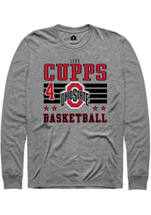 Gabe Cupps Ohio State Buckeyes Grey NIL Striped Long Sleeve Player T Shirt