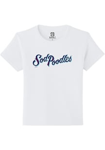 Summit Sportswear Amarillo Sod Poodles Youth White Alt Logo Wordmark Short Sleeve T-Shirt
