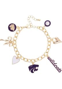 Enamel Icons Charm K-State Wildcats Womens Bracelet - Gold