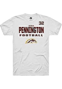 Derek Pennington Western Michigan Broncos White Football NIL Stacked Box Short Sleeve Player T Shi..