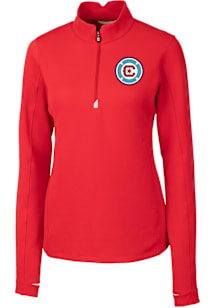 Cutter and Buck Chicago Fire Womens Red Traverse Qtr Zip Pullover