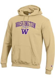 Champion Washington Huskies Mens Gold Mom Script Powerblend Long Sleeve Hoodie