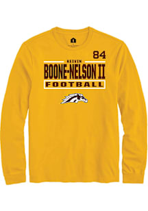 Keivin Boone-Nelson II Western Michigan Broncos Gold Football NIL Stacked Box Long Sleeve Player T..