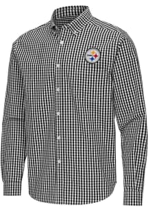 Antigua Pittsburgh Steelers Mens Black Ellis Long Sleeve Dress Shirt