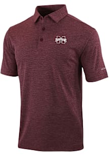 Columbia Mississippi State Bulldogs Mens Maroon Heat Seal Omni Wick Set Short Sleeve Polo