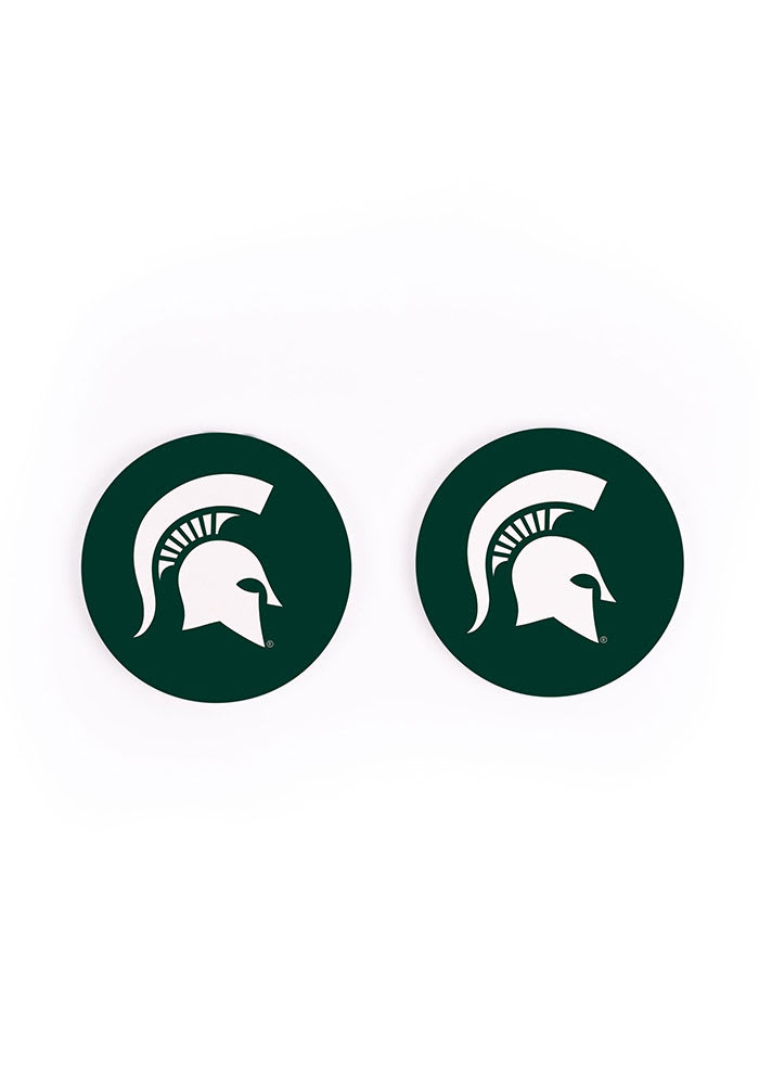 Michigan State Spartans 2 Pack Color Logo Car Coaster - Green