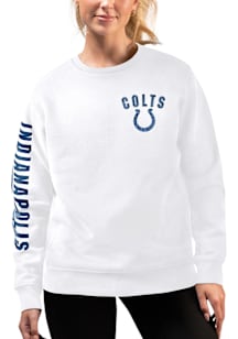 Indianapolis Colts Womens White Double Cozy Crew Sweatshirt