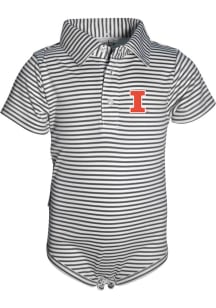 Baby Charcoal Illinois Fighting Illini Carson Striped Short Sleeve One Piece Polo