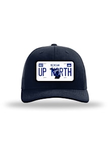 Uscape Michigan Up North design on a structured trucker silhouette Adjustable Hat - Navy Blue