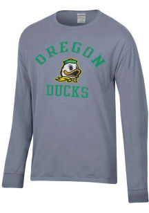 Mens Oregon Ducks Grey ComfortWash Arch Name Logo Mascot Garment Dyed Tee