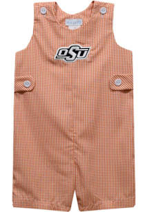 Vive La Fete Oklahoma State Cowboys Toddler Orange Gingham Overalls