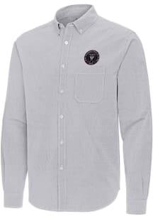 Antigua Inter Miami CF Mens Ash Porter Long Sleeve Dress Shirt