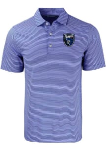 Cutter and Buck San Jose Earthquakes Blue Forge Double Stripe Big and Tall Polo