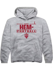 Roman Hemby Rally Indiana Hoosiers Youth NIL Stacked Box Long Sleeve Player Hoodie Grey