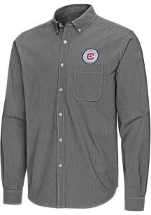 Antigua Chicago Fire Mens Black Porter Long Sleeve Dress Shirt