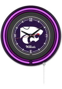 Black K-State Wildcats Double Neon Wall Clock