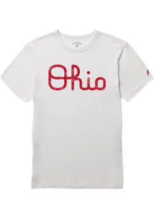 White Ohio State Buckeyes Script Ohio Victory Falls Short Sleeve Fashion T Shirt