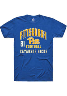 Cataurus Hicks Rally Mens Blue Pitt Panthers NIL Arch Logo Player T Shirt