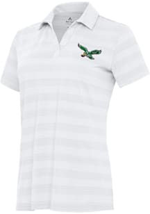 Antigua Philadelphia Eagles Womens White Vintage Tunnel Short Sleeve Polo Shirt
