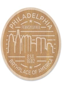 Philadelphia Wooden Oval Cityscape Stickers