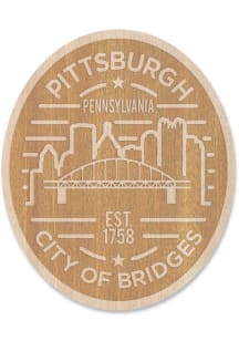 Pittsburgh Wooden Oval Cityscape Stickers