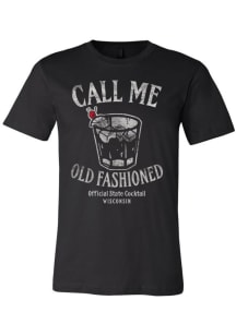 Wisconsin Black Old Fashioned Short Sleeve Fashion T Shirt