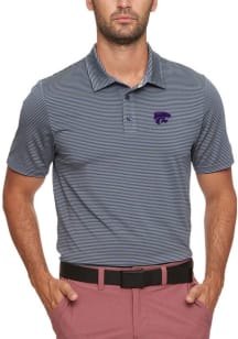 Mens Charcoal K-State Wildcats Naples Striped Performance Short Sleeve Polo Shirt