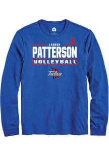 Lauren Patterson Mens Blue Tulsa Golden Hurricane NIL Stacked Box Long Sleeve Player T Shirt