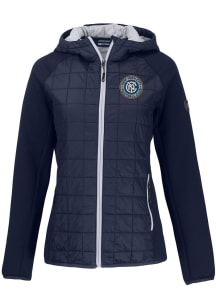 Cutter and Buck New York City FC Womens Navy Blue Rainier PrimaLoft Hybrid Medium Weight Jacket