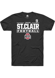 Tavien St. Clair Black Ohio State Buckeyes NIL Stacked Box Short Sleeve T Shirt