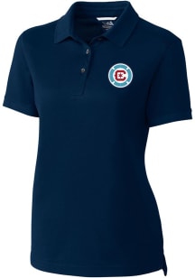Cutter and Buck Chicago Fire Womens Navy Blue Advantage Short Sleeve Polo Shirt