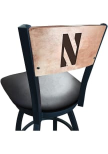 Black Northwestern Wildcats Vinyl Seat Maple Back Swivel Pub Stool
