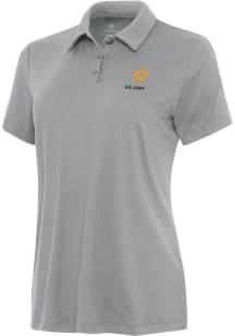 Antigua Army Womens Ash Reprocess Recycled Short Sleeve Polo Shirt