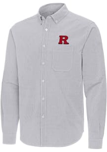 Mens Rutgers Scarlet Knights Ash Antigua Porter Long Sleeve Dress Shirt