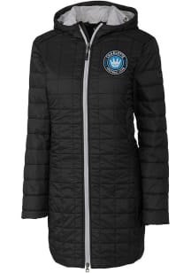 Cutter and Buck Charlotte FC Womens Black Rainier PrimaLoft Long Filled Jacket