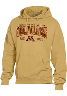 ComfortWash Minnesota Golden Gophers Mens Gold Name Mascot Logo Garment Dyed Long Sleeve Hoodie