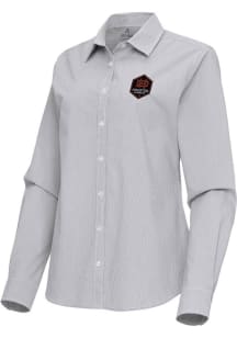 Antigua Houston Dynamo Womens Porter Long Sleeve Ash Dress Shirt