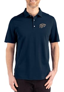 Cutter and Buck UTEP Miners Mens Navy Blue Advantage Refresh Short Sleeve Polo