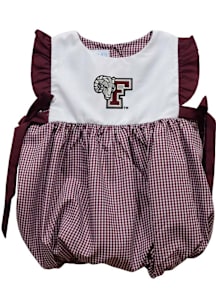 Vive La Fete Fordham Rams Baby Girls Maroon Gingham Bubble Short Sleeve Dress