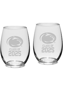 Penn State Nittany Lions Class of 2025 Set of 2 Stemless Wine Glass - White