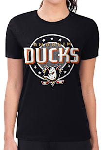 4Her Anaheim Ducks Womens Black Pinstripe Circle Short Sleeve T-Shirt
