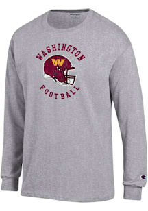 Champion Washington Commanders Ash Helmet Circular Long Sleeve T Shirt
