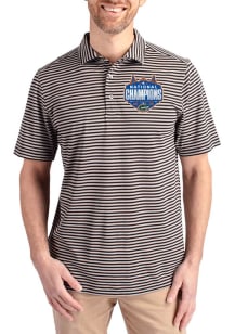 Cutter and Buck Florida Gators Mens Black 2025 National Champions Virtue Eco Pique Stripe Short Sl..