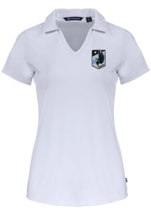 Cutter and Buck Minnesota United FC Womens White Daybreak V Neck Short Sleeve Polo Shirt