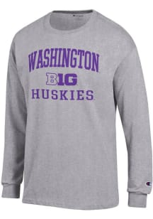 Mens Washington Huskies Grey Champion Big Ten Jersey Tee