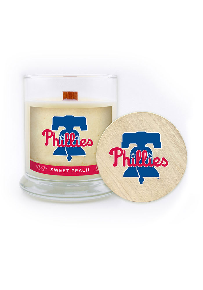 Philadelphia Phillies Sweet Peach 8oz Glass Blue Candle