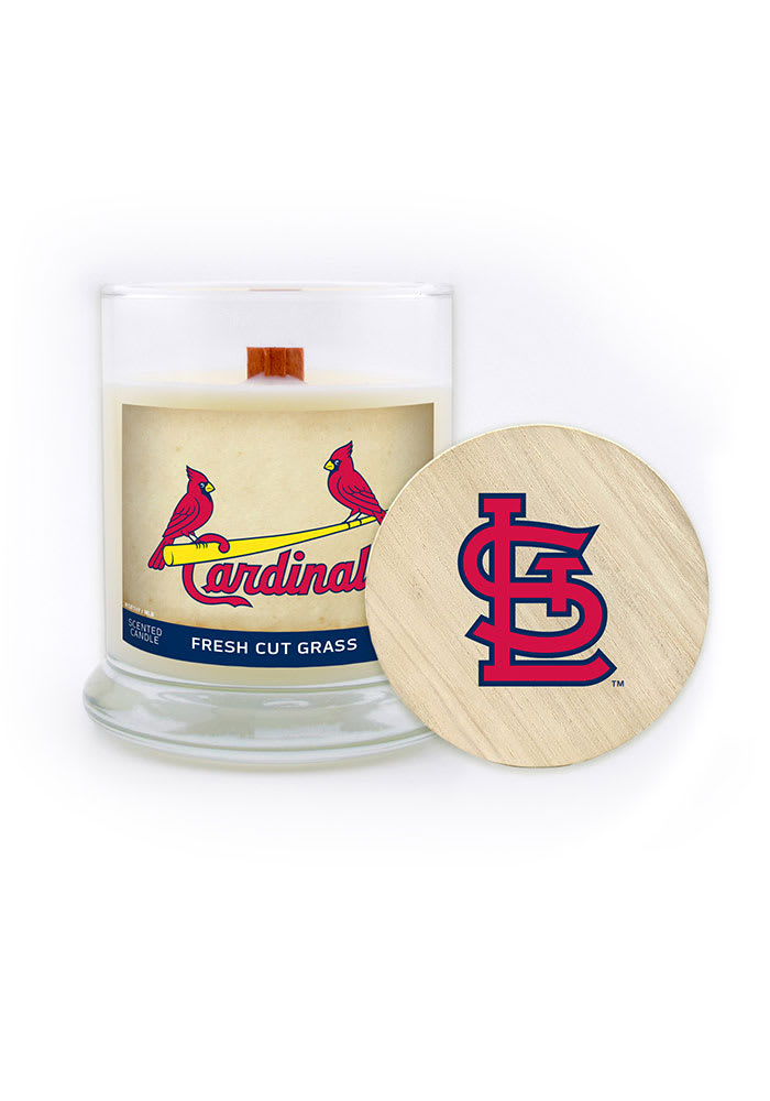St Louis Cardinals Fresh Cut Grass 8oz Glass Red Candle
