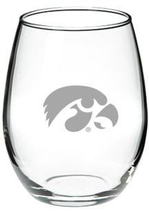 Black Iowa Hawkeyes 21oz Stemless Wine Glass