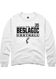 Dino Beslagic Cincinnati Bearcats Mens White Football NIL Stacked Box Player Crew