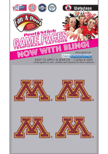 Maroon Minnesota Golden Gophers 4pk Glitter Tattoo